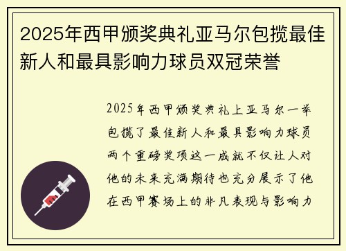 2025年西甲颁奖典礼亚马尔包揽最佳新人和最具影响力球员双冠荣誉 2025年西甲颁奖典礼亚马尔包揽最佳新人和最具影响力球员双冠荣誉